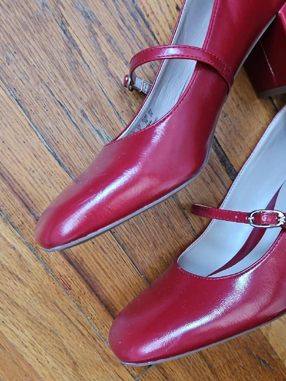 Naturalizer Red Mary Jane Block Heels with Ankle Strap - Picture 7 of 16